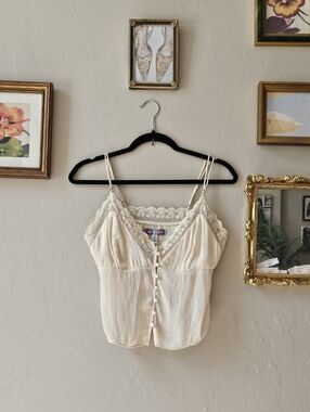 Lace-Trim Ivory Camisole Tank